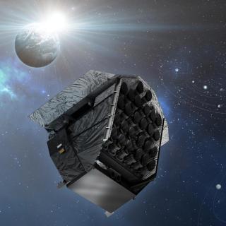An artist's impression of PLATO, a European mission that will search for Earth-sized exoplanets orbiting neighbouring stars from 2026 onwards. An artist's impression of PLATO, a European mission that will search for Earth-sized exoplanets orbiting neighbouring stars from 2026 onwards.