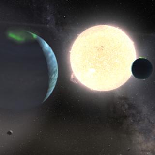 Representación artística del sistema planetario HD 114082
