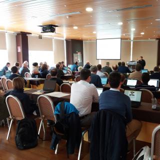 Attendees at the meeting of the consortium that develops the Harmoni instrument at the Las Águilas Hotel in Puerto de la Curz. Credit: IAC.
