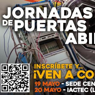 Cartel de las Jornadas de Puertas Abiertas en la Sede del IAC e IACTEC para la Semana de la Administración Abierta 2025