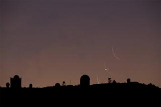 Photomontage using 3 pictures of the occultation of Venus by de Moon from the Teide Observatory. Credit: Daniel López (IAC). 