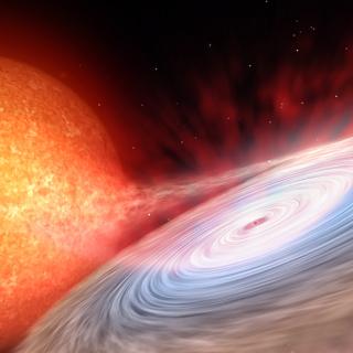 Artistic impression of the constant emission of winds produced during the eruption of a black hole in an X-ray binary. Credit: Gabriel Pérez Díaz, SMM (IAC). Artistic impression of the constant emission of winds produced during the eruption of a black hole in an X-ray binary. Credit: Gabriel Pérez Díaz, SMM (IAC).
