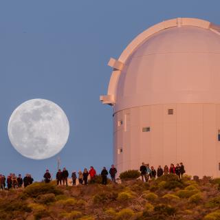 The Optical Ground Station and the Moon at the Teide Observatory