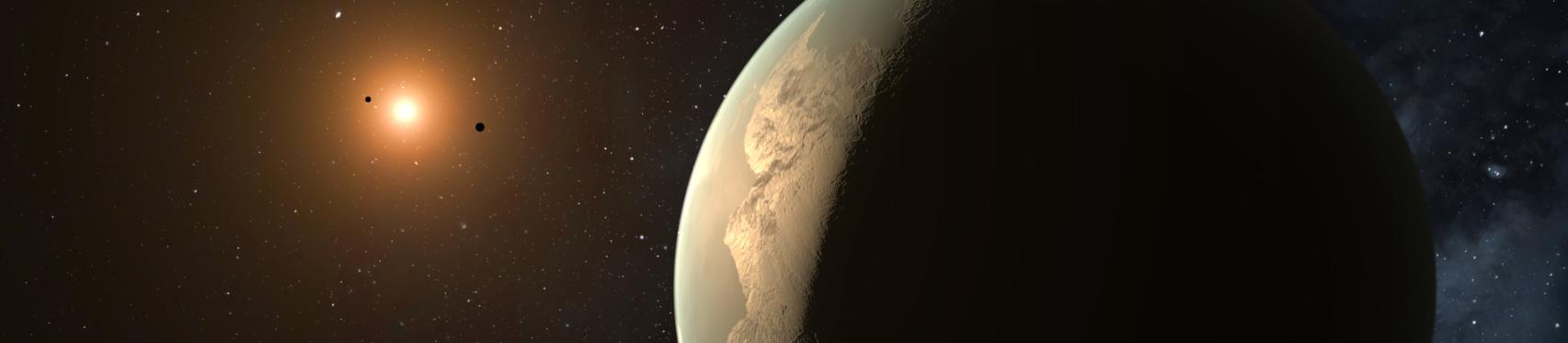 Artist's impression of GJ 3998 d, a super-Earth in the habitable zone of its star